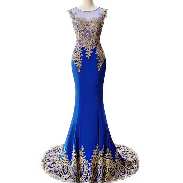 Gold Applqiue Evening Gown Formal Dress ...